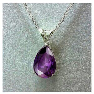 NWT Simple Purple Teardrop Necklace Pendant Silvery Adjustable Womens Jewelry